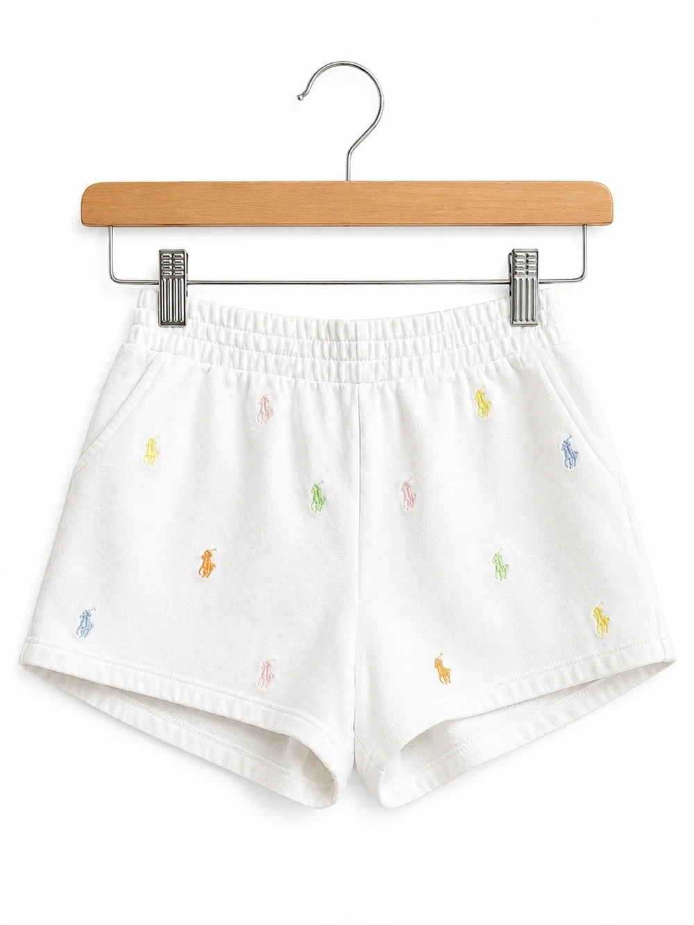 Polo Ralph Lauren White Terry Shorts Multicolor Pony Logo Kids XL 16